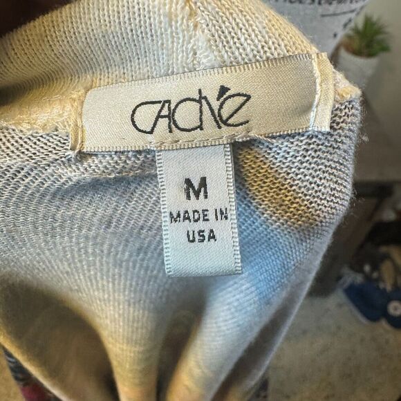 Vintage Cache Y2k Long Sleeve Lightweight Blouse Rhinestone Animal Print Size M - Picture 8 of 10